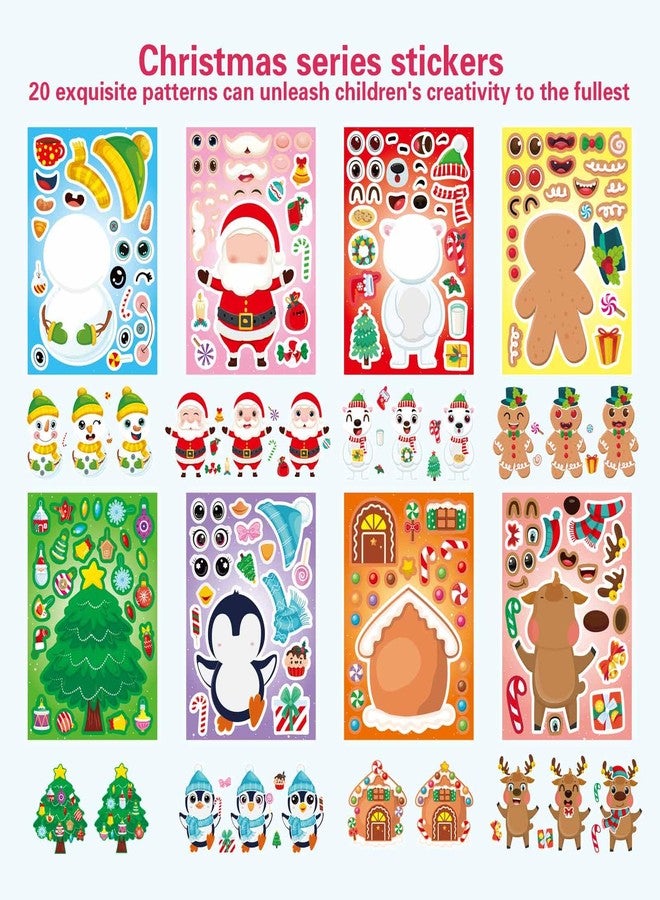 DUJAA 32 Sheets Christmas Stickers for Kids, Make Your Own Santa Claus Snowman Penguin Gingerbread Man Reindeer Face Stickers, Xmas Party Games Sticker Christmas Stocking Stuffer - Image 3